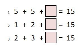 A self marking spreadsheet on making the number 15.  There is also a sheet on subtracting two.